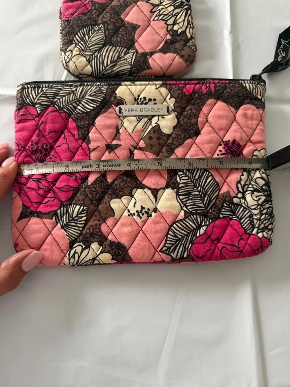 Vera Bradley Pink Floral Quilted Cosmetic Pouch Duo